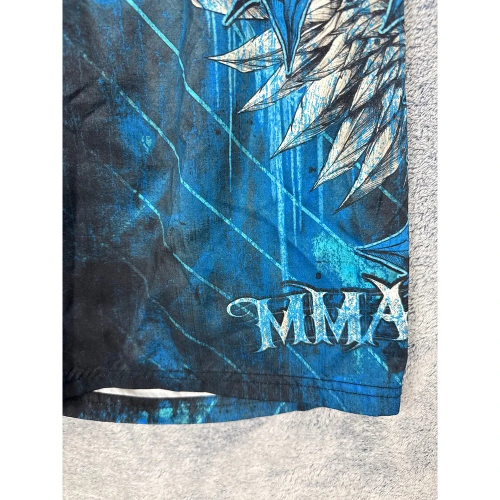 MMA Elite Mens Size M Blue Board Shorts Graphic Cross Wing Swim Trunks